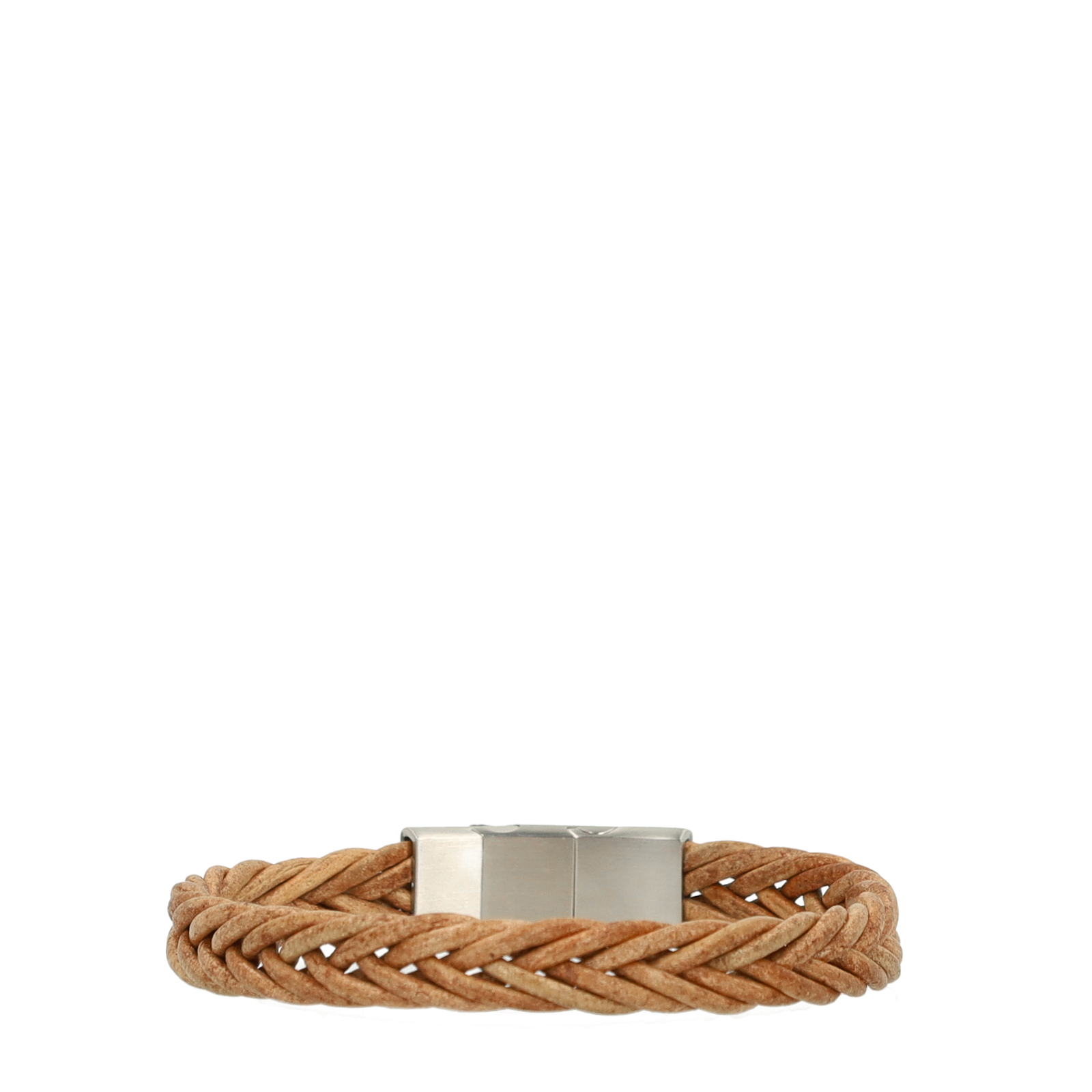 Bruine leren gevlochten heren armband