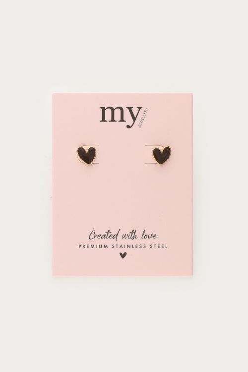 Studs met bruine hartjes