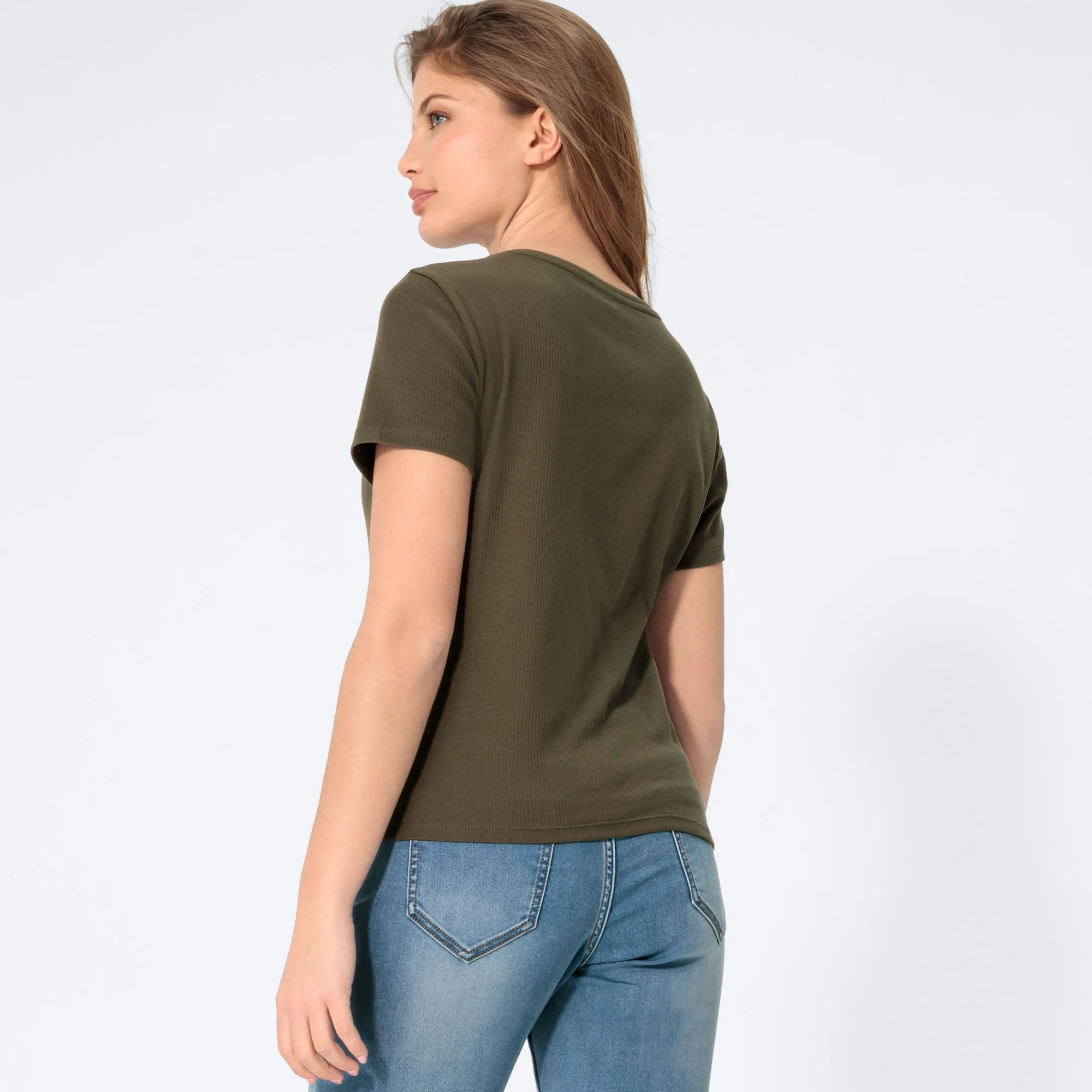 Damen-T-Shirt mit Ripp-Struktur