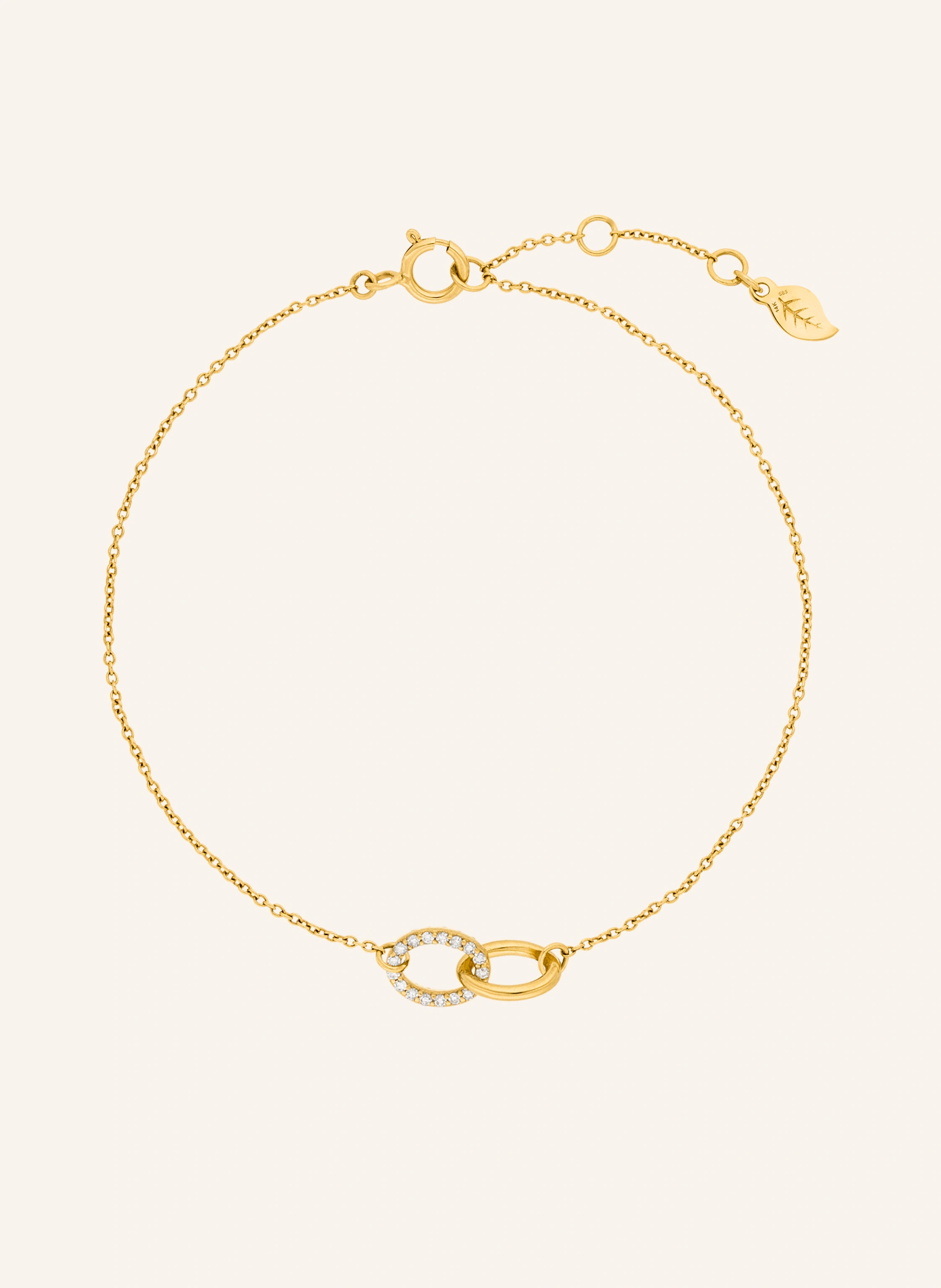 Leaf Armband ETERNAL TOUCH aus 14 Karat Gelbgold mit Diamanten