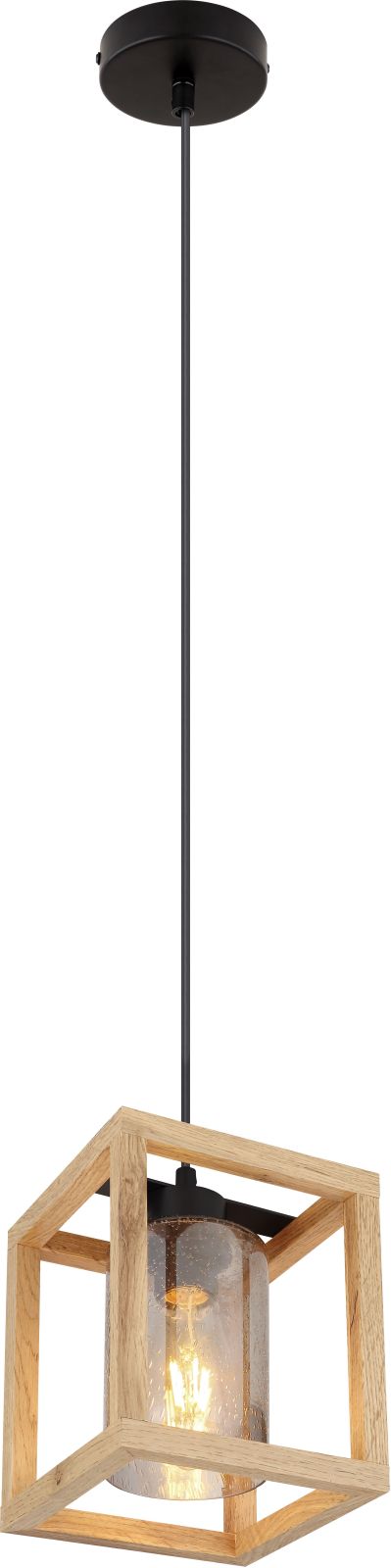 Hängeleuchte - schwarz-holzfarben-rauchfarben - 120 cm - 1-flammig