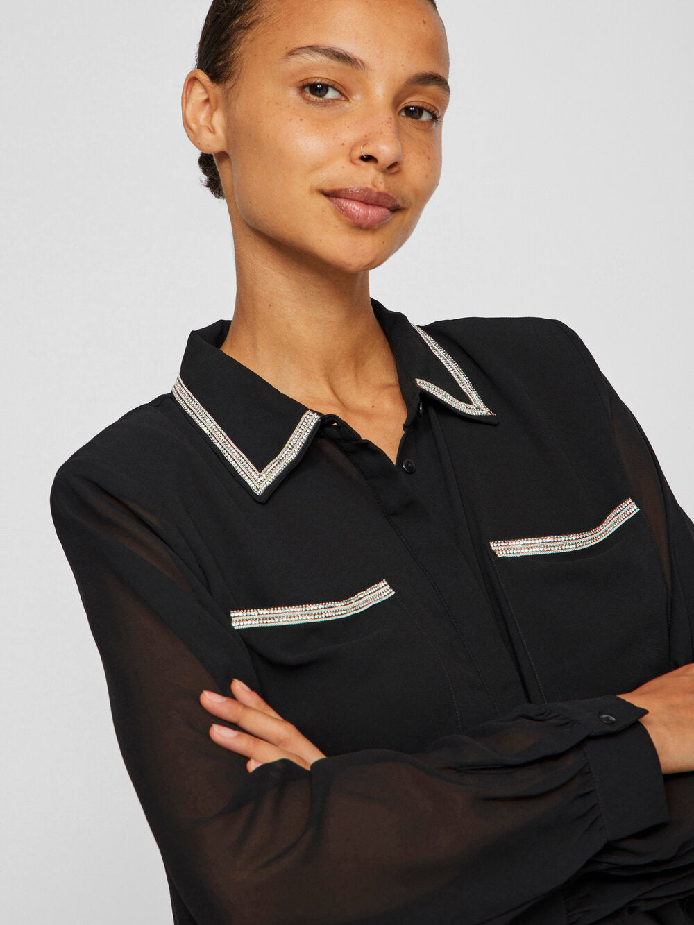 Vila  Vianlis L/S skjorte - Black Beauty