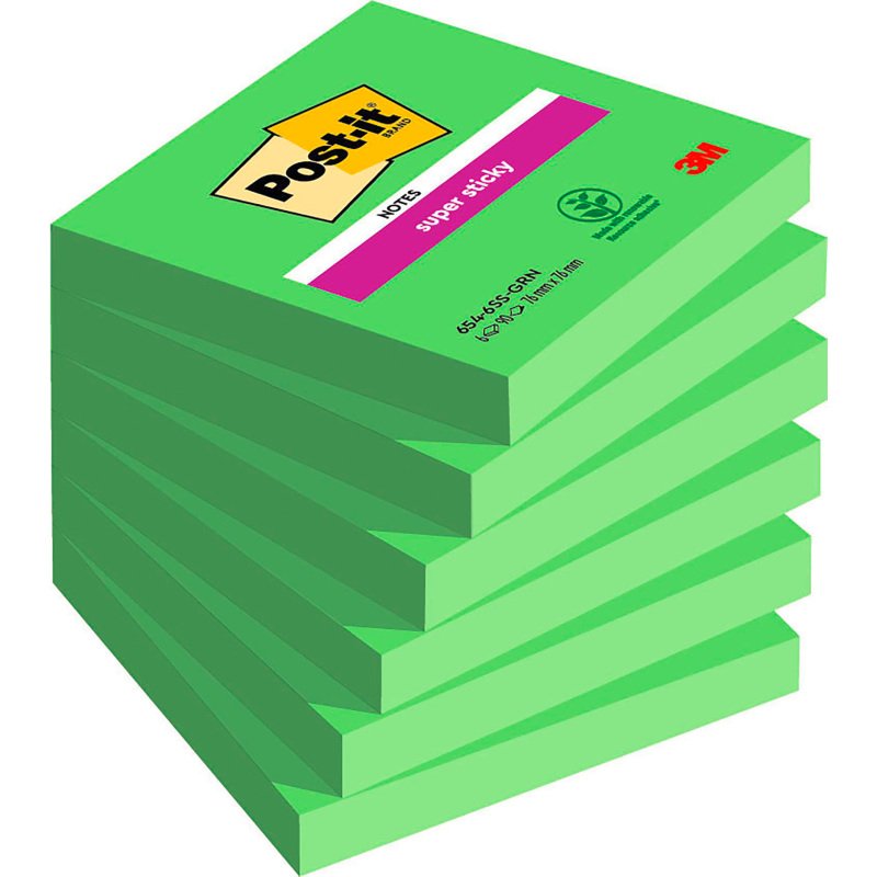 Notes repositionnables couleurs Super Sticky Post-it 76 x 76 mm - bloc de 90 feuilles