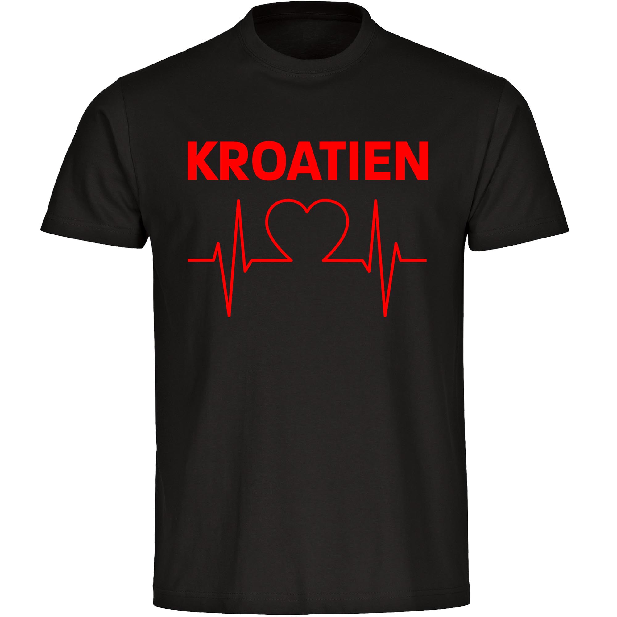 multifanshop® Kinder T-Shirt - Kroatien - Herzschlag - Druck rot