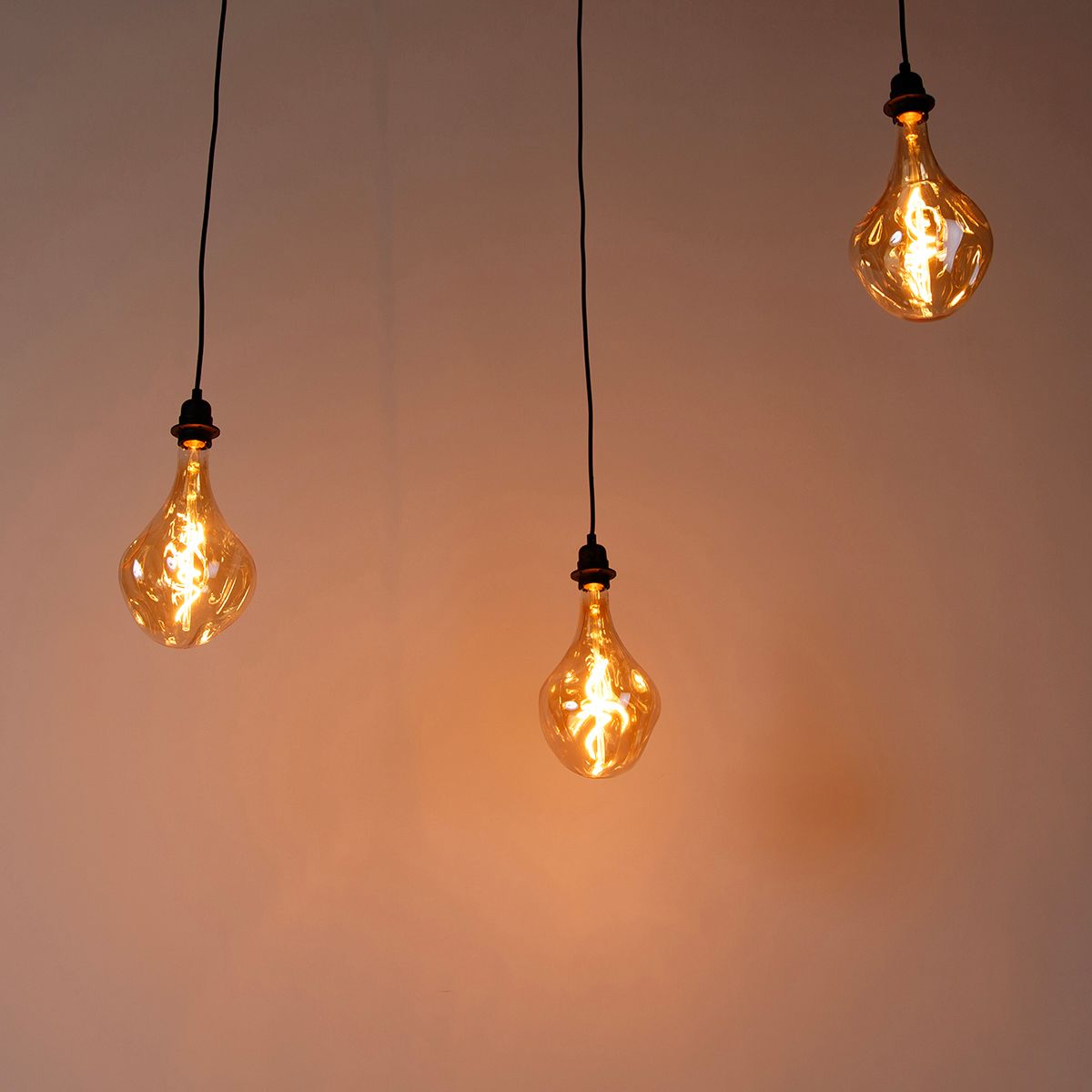 Hanglamp zwart 3-lichts incl. LED goud dimbaar - Cava Luxe
