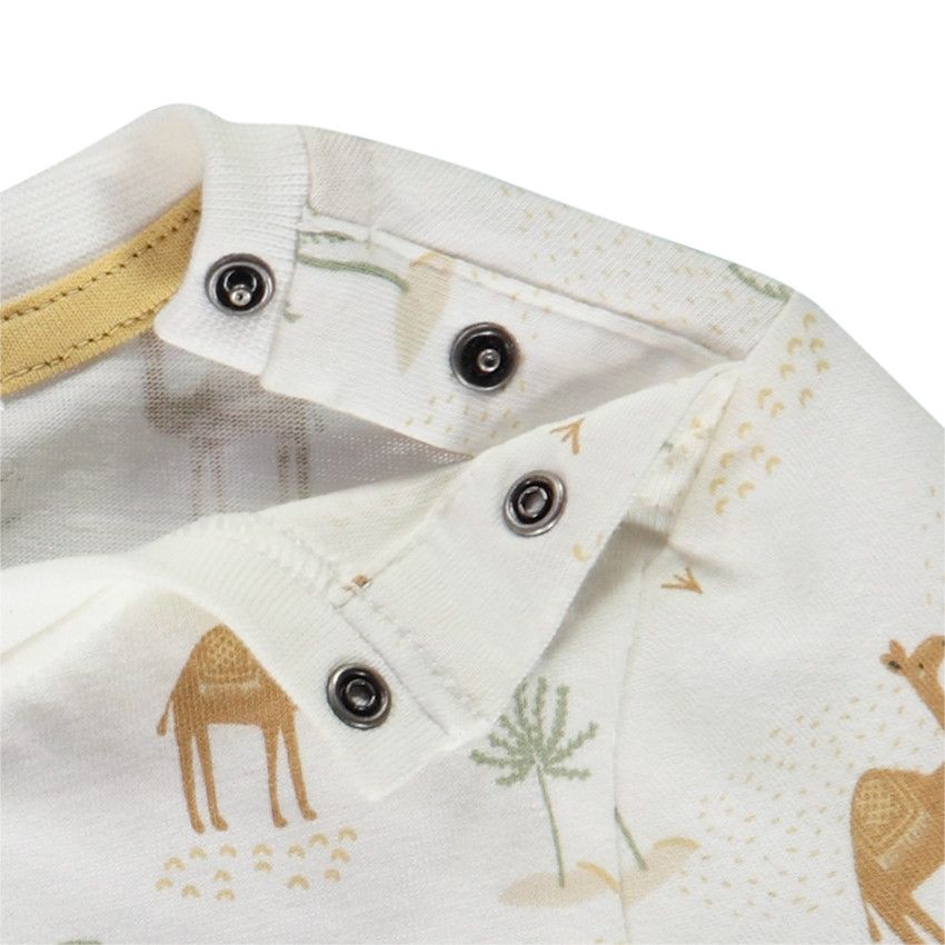 T-shirt manches courtes imprimées dromadaire et palmiers pour bébé garçon - Ecru