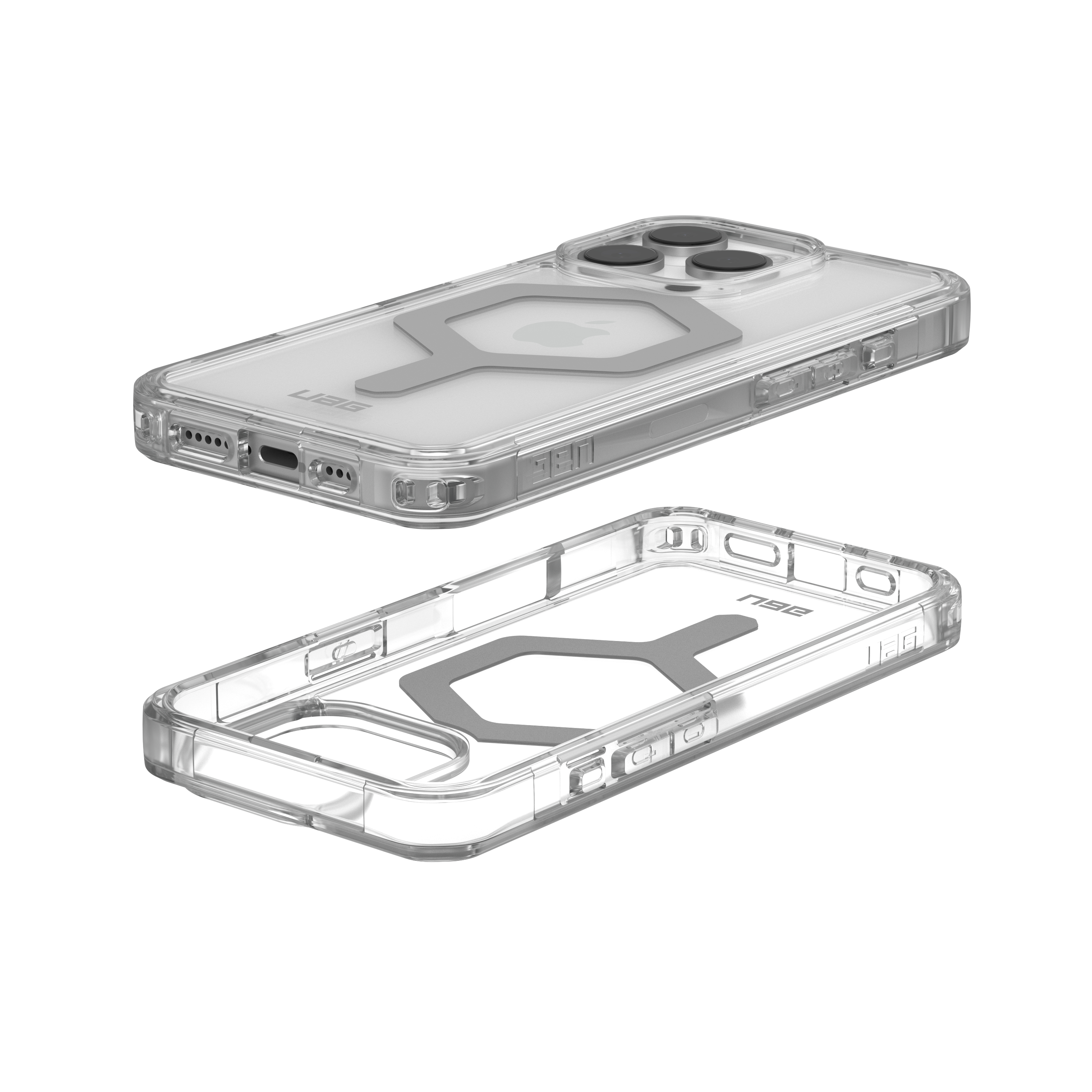iPhone 16 Pro MagSafe Hybrid Schutzhülle Plyo (114480114333) - Transparent (Silber)