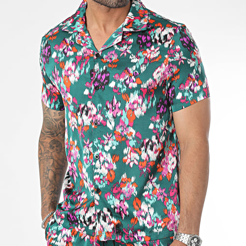 Ensemble Chemise Manches Courtes Et Short Jogging Vert Multi