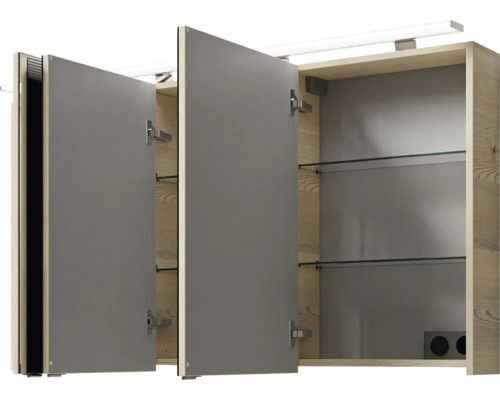 Pelipal Sunline 300 badkamermeubelset, BxHxD 132 x 200 x 48 cm, frontkleur eiken, 3-delige badkamermeubelset met wastafel van mineraalmarmer
