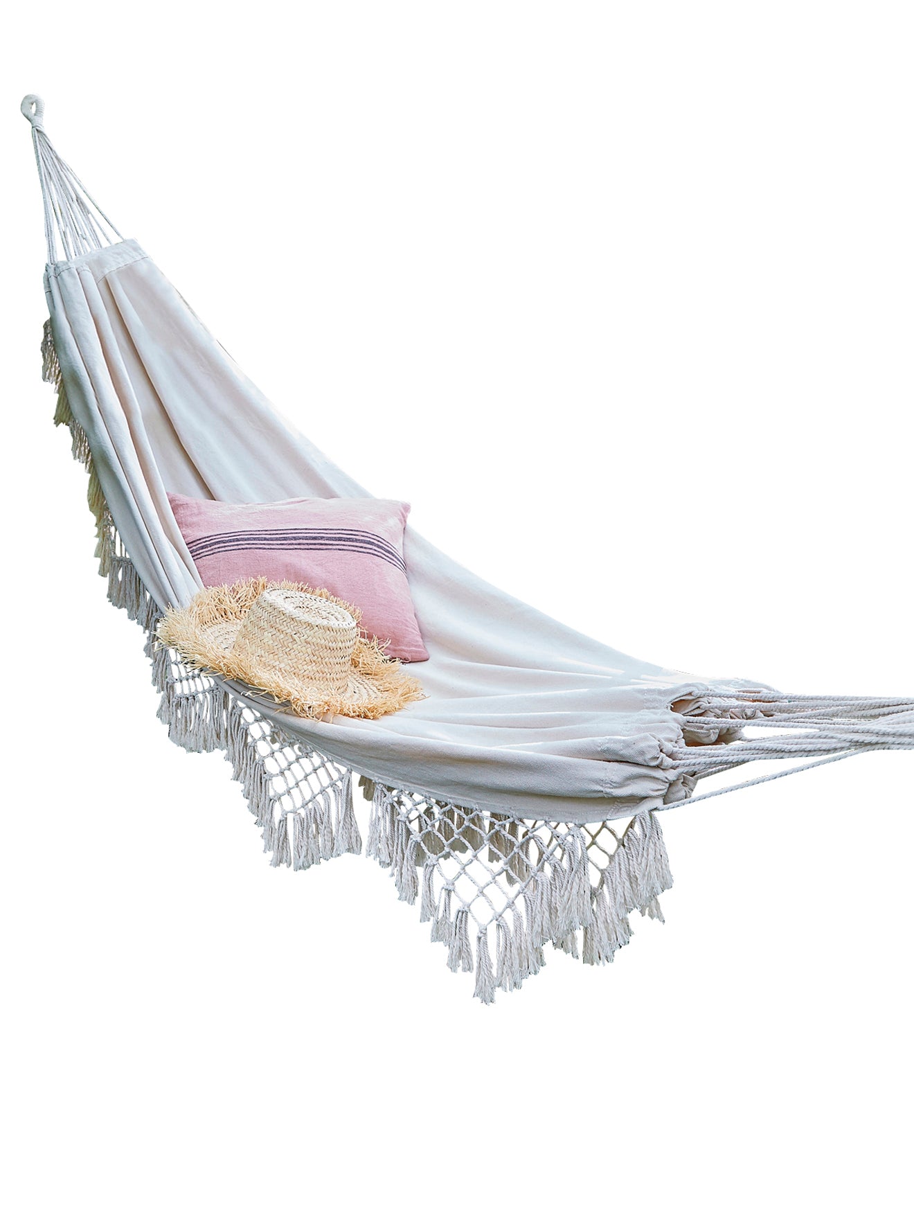 Hamac en toile et macramé