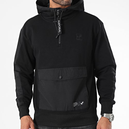 Sweat Capuche Col Zippé Raphi Noir
