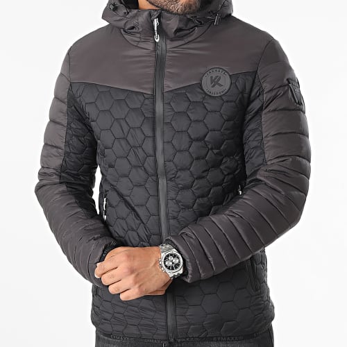Doudoune Capuche Marron Noir