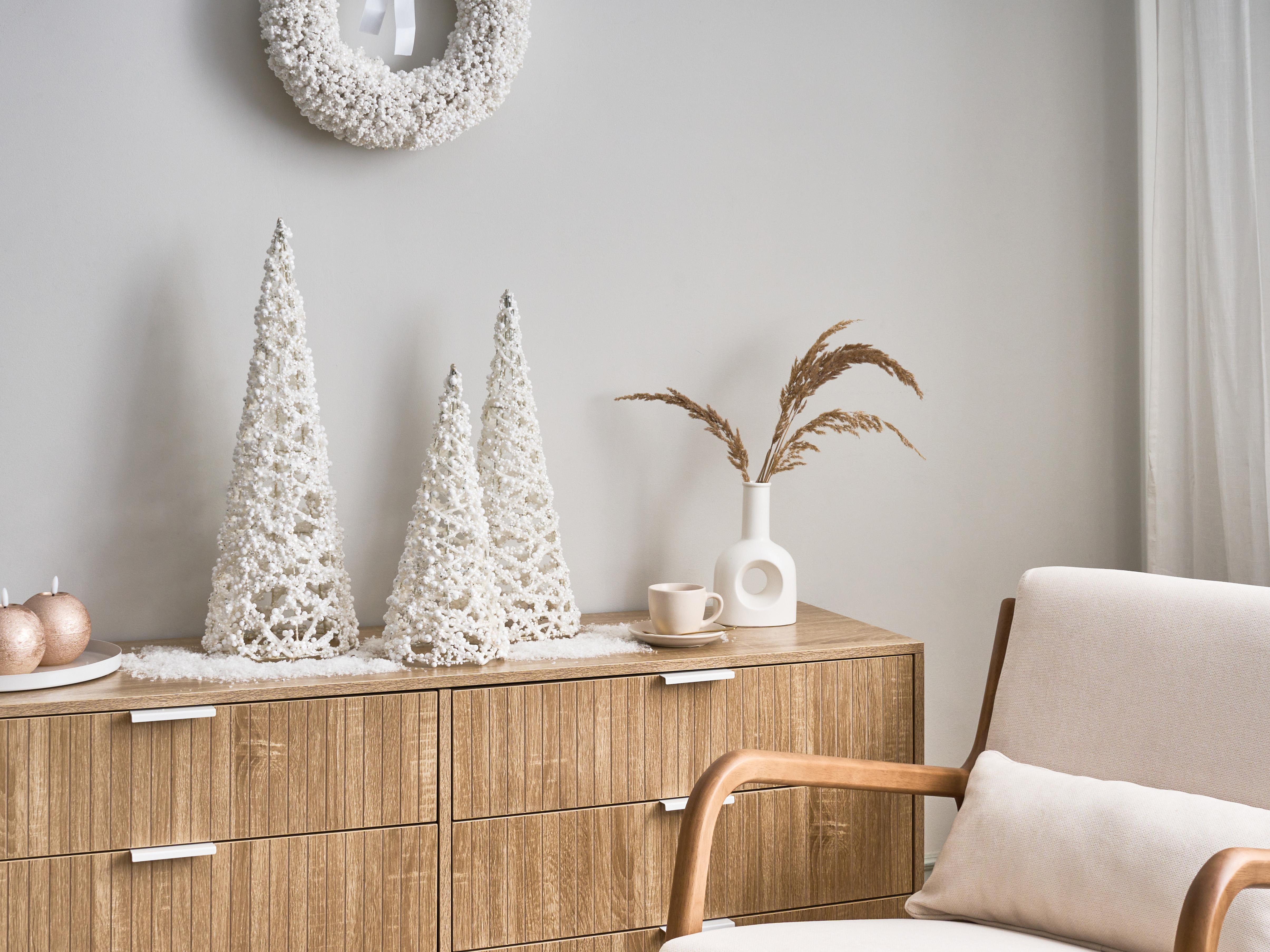 Set van 3 figuren ROSAN Kerstboom 40/50/60 cm Wit