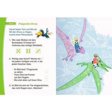 Ravensburger Leserabe Rätselspaß Zauber-Malrätsel zum Lesenlernen: Dinos (Vor-Lesestufe)