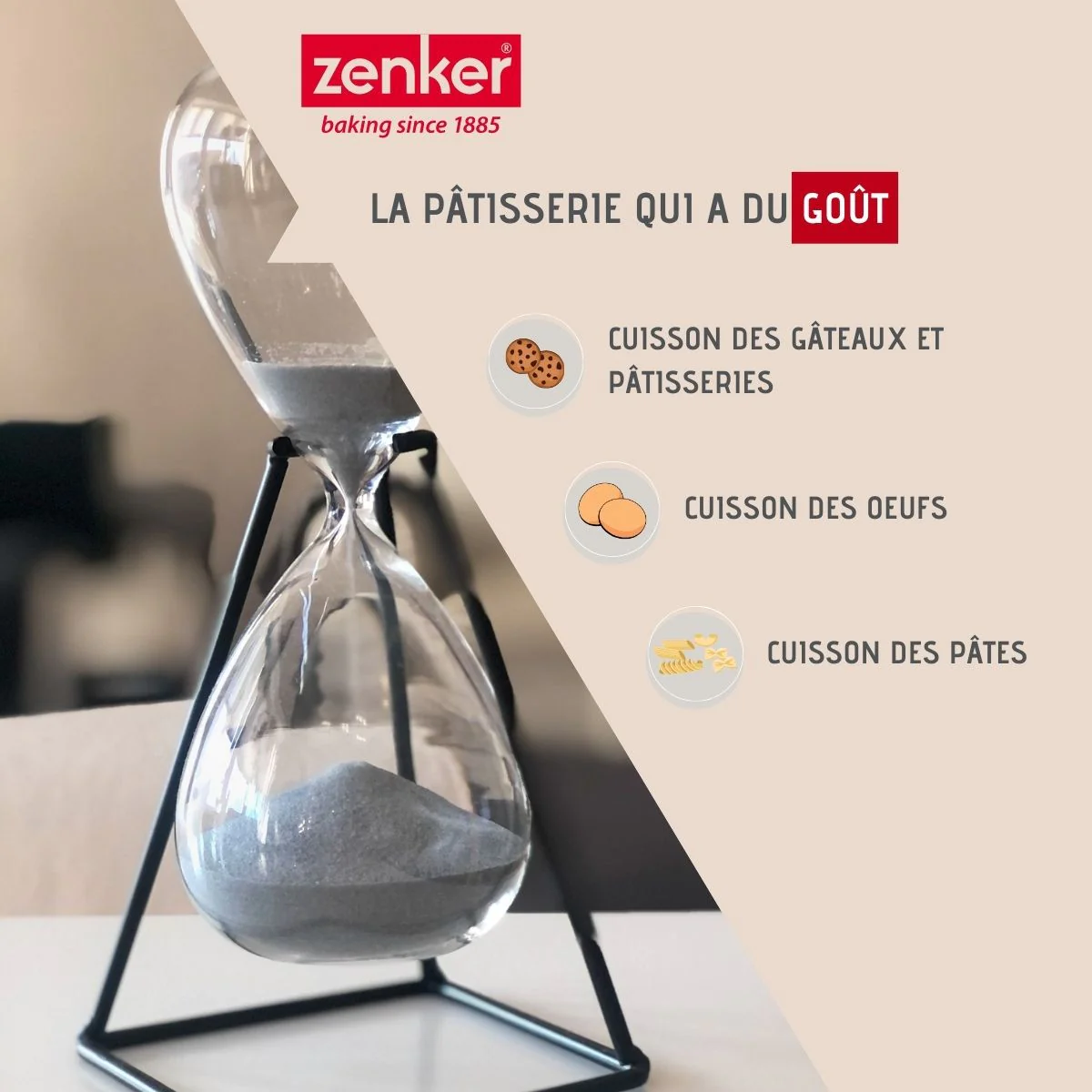 Minuteur de cuisine magnétique 1h en acier Smart Pastry Zenker