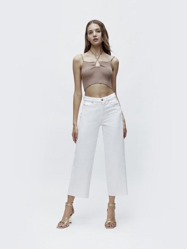 Calças culote - Off-white