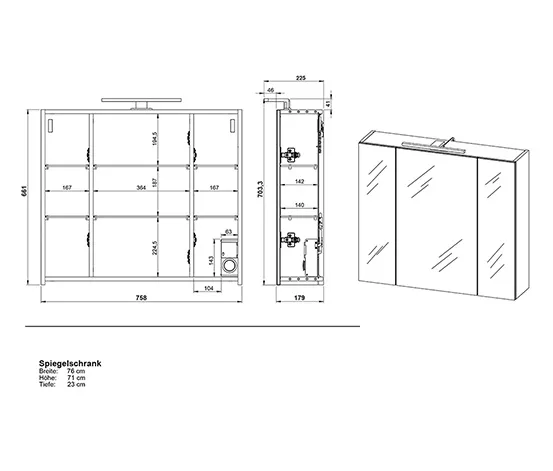 Spiegelschrank »2754«, Kaschmir/Nuss