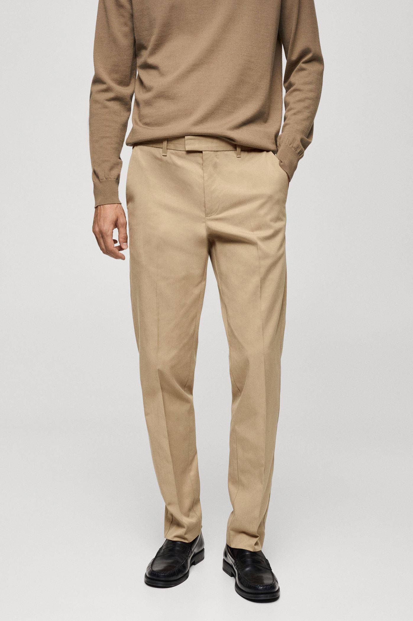 Mango Man regular fit pantalon lichtbeige