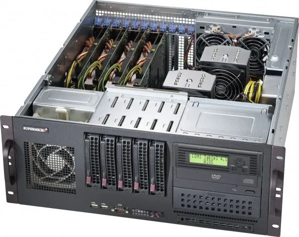Supermicro SC842 XTQ-R606B - Rack-monterbar 4U - udvidet ATX - SATA/SAS - hot-swap 600 Watt - sort - USB/seriel