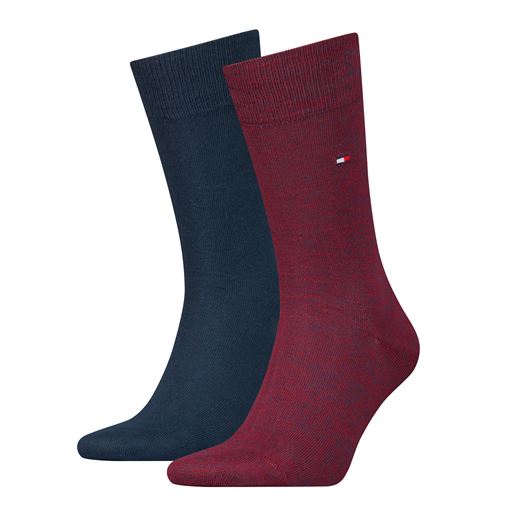 Tommy Hilfiger 2-pak Strømper, Rød/Blå, 43-46