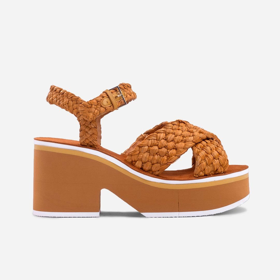 SANDALS - CHRISSY sandals, raffia resin yellow