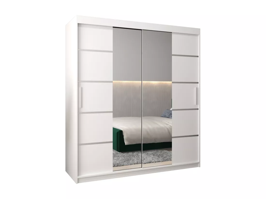 ARMOIRE VERONA 4 À PORTES COULISSANTES 200/180/62 2 Portes (Blanc/Blanc)
