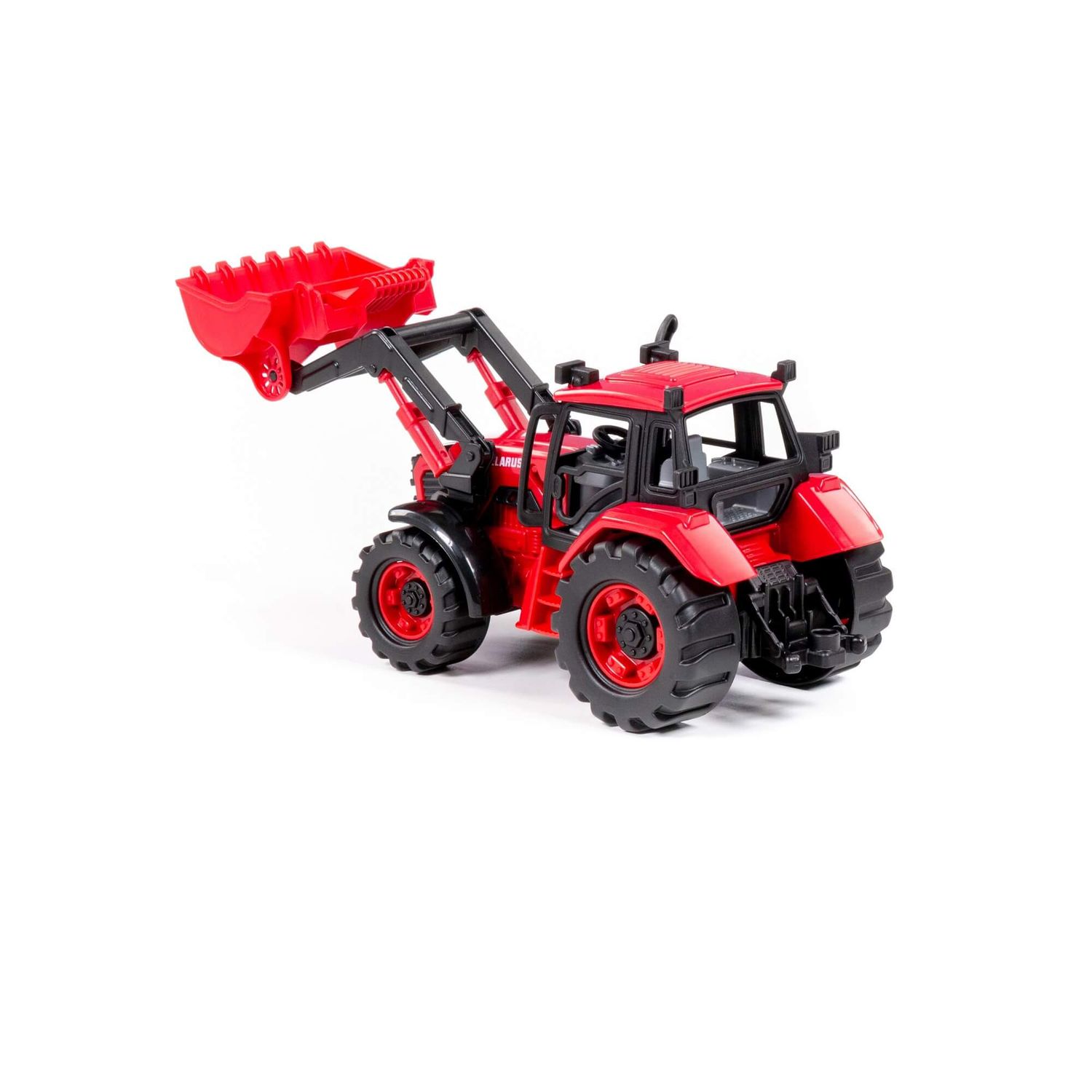 Polesie Spielzeug Traktor Radlader 91864 Frontlader, Schwungantrieb, Trecker rot