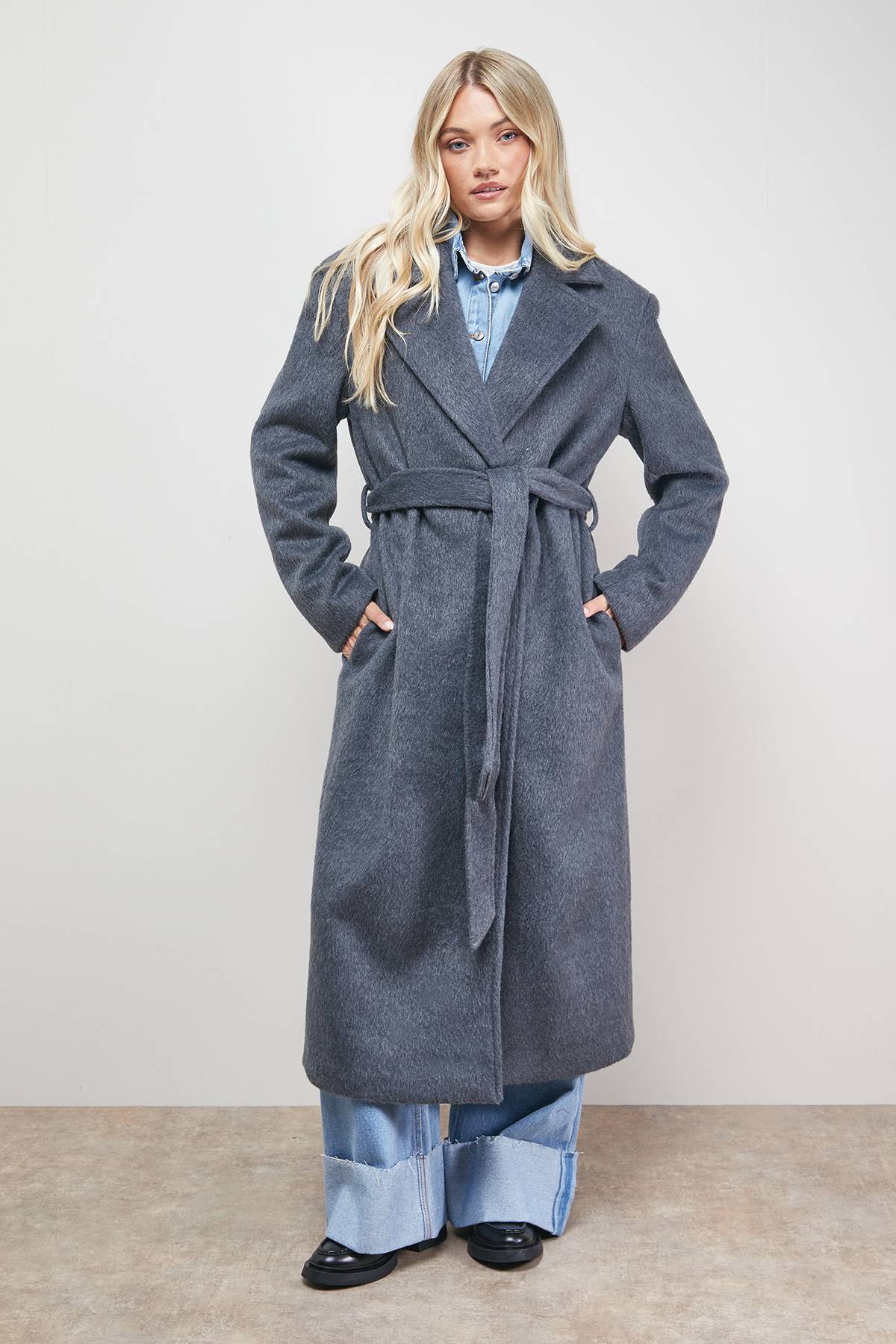 Oasis Manteau Ceinturé Brossé