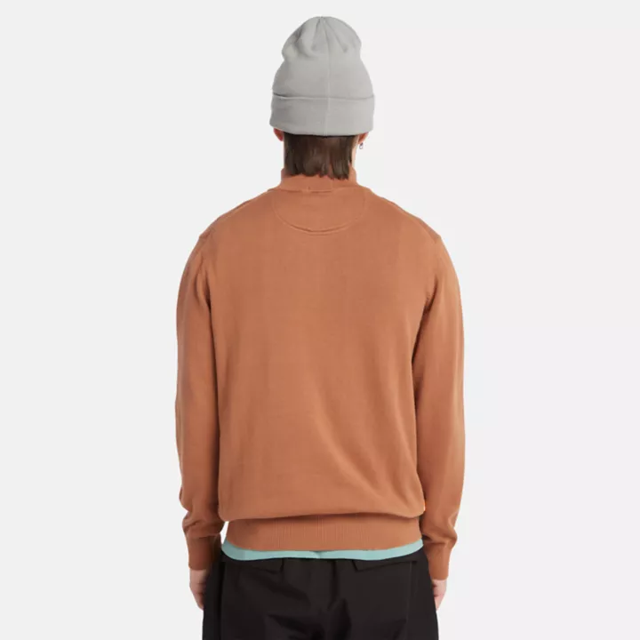 Pull à encolure zippée en coton Williams River pour homme en marron