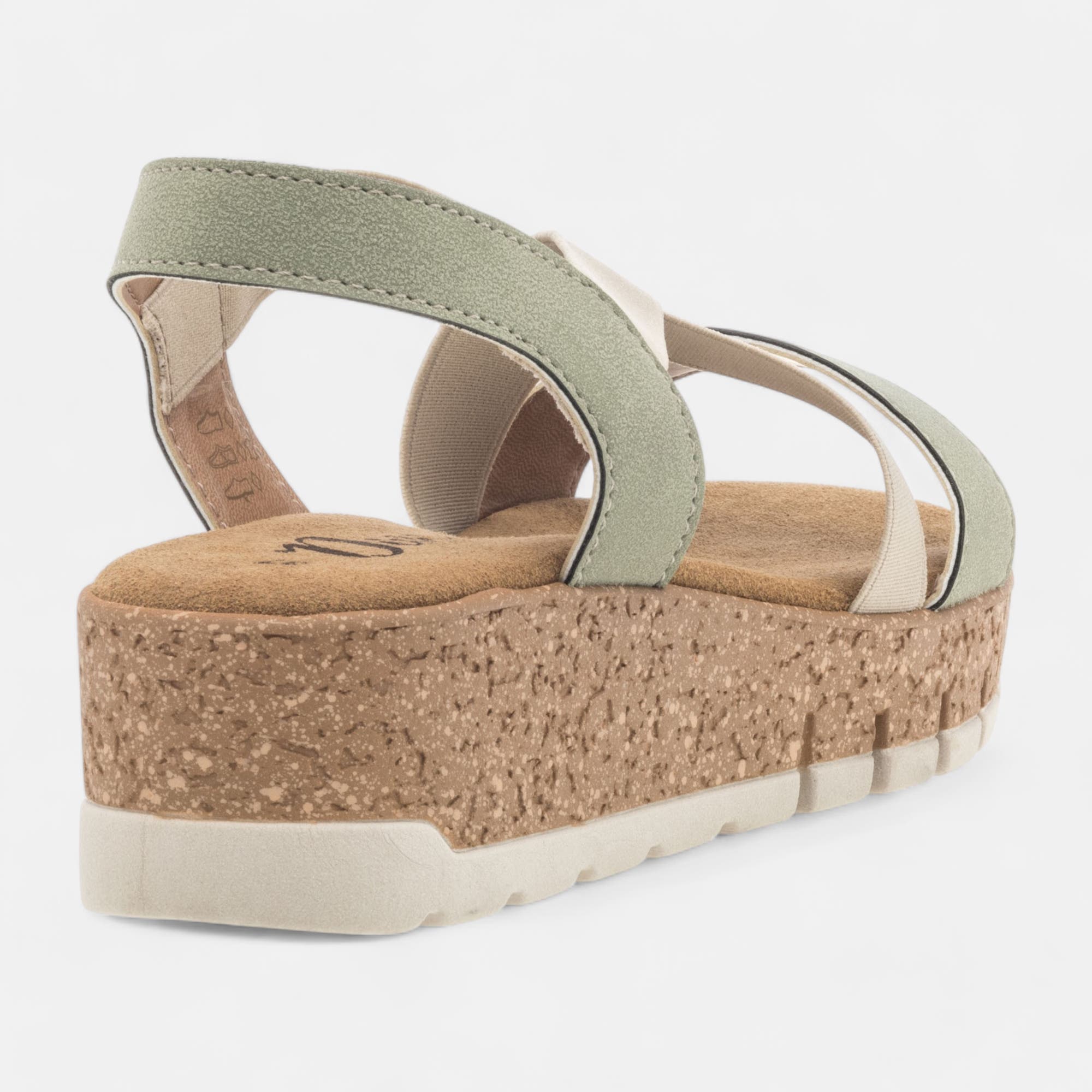 Sandales à talon compensé Femme kaki