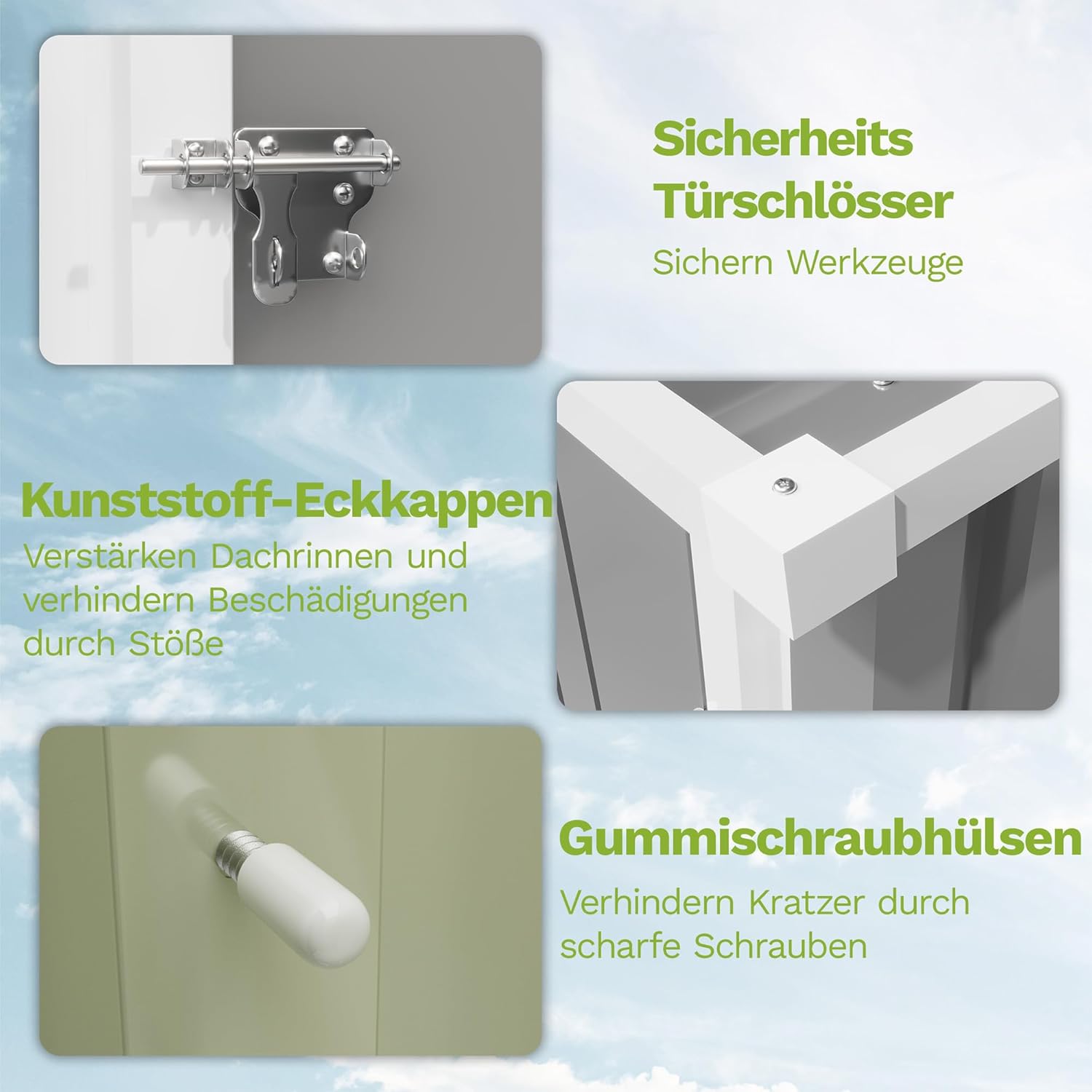 Metall Gerätehaus 1,5m³ 95x98x160 cm Wasserfest Geräteschuppen mit abschließbarer Tür und Pultdach Kleiner Gartenhaus für Hinterhof Terrasse und Rasen, Grau