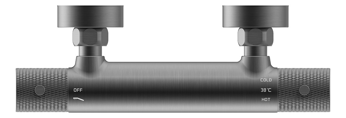 Mueller Clyde thermostatische douchemengkraan verouderd ijzer- gunmetal