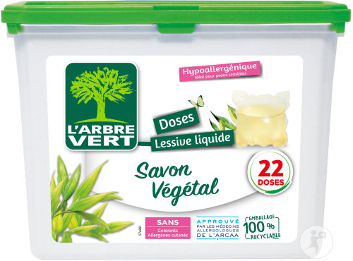 Arbre Vert Doses Lessive Liquide Au Savon Végétal 24 Pièces