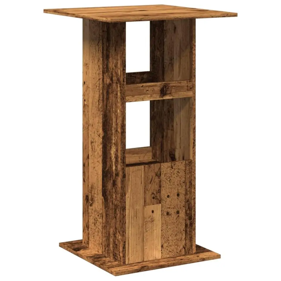 vidaXL - Bartafel met opbergruimte - Oud hout - Bewerkt hout - 60x60x102 cm