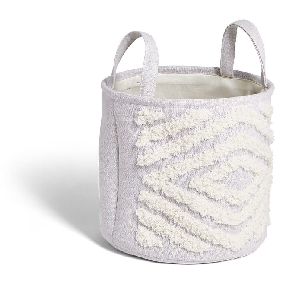 Panière tuftée Ø26xH24cm blanc et beige
