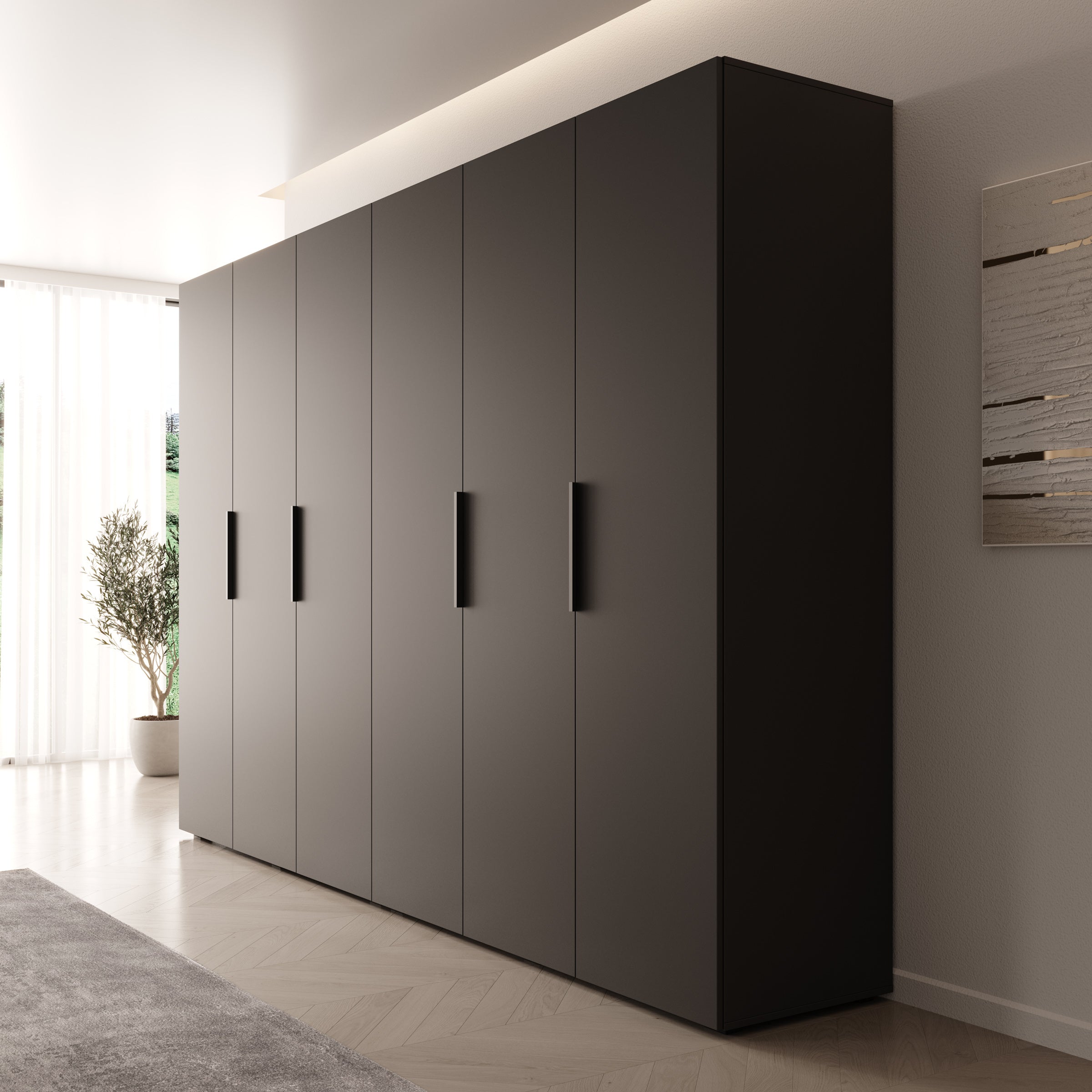 Marquesa - Kledingkast - Zwart - 300x50x202 cm