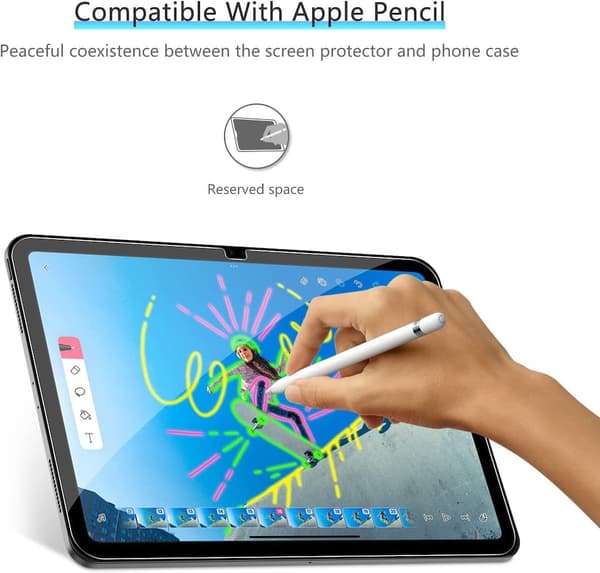 2-pakke skjermbeskytter for iPad 10 (10.9 tommer, 2022-modeller 10. generasjon) Herdet glass