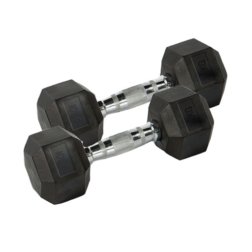 Halteres hexagonais Deluxe Fitness de 10 kg (par)