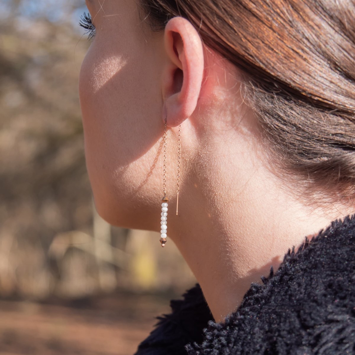 Boucles d'oreilles pendantes Lumia en pierres de Lune