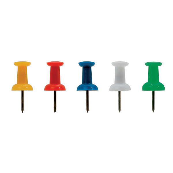 Épingles push pins coloris assortis, boîte de 100