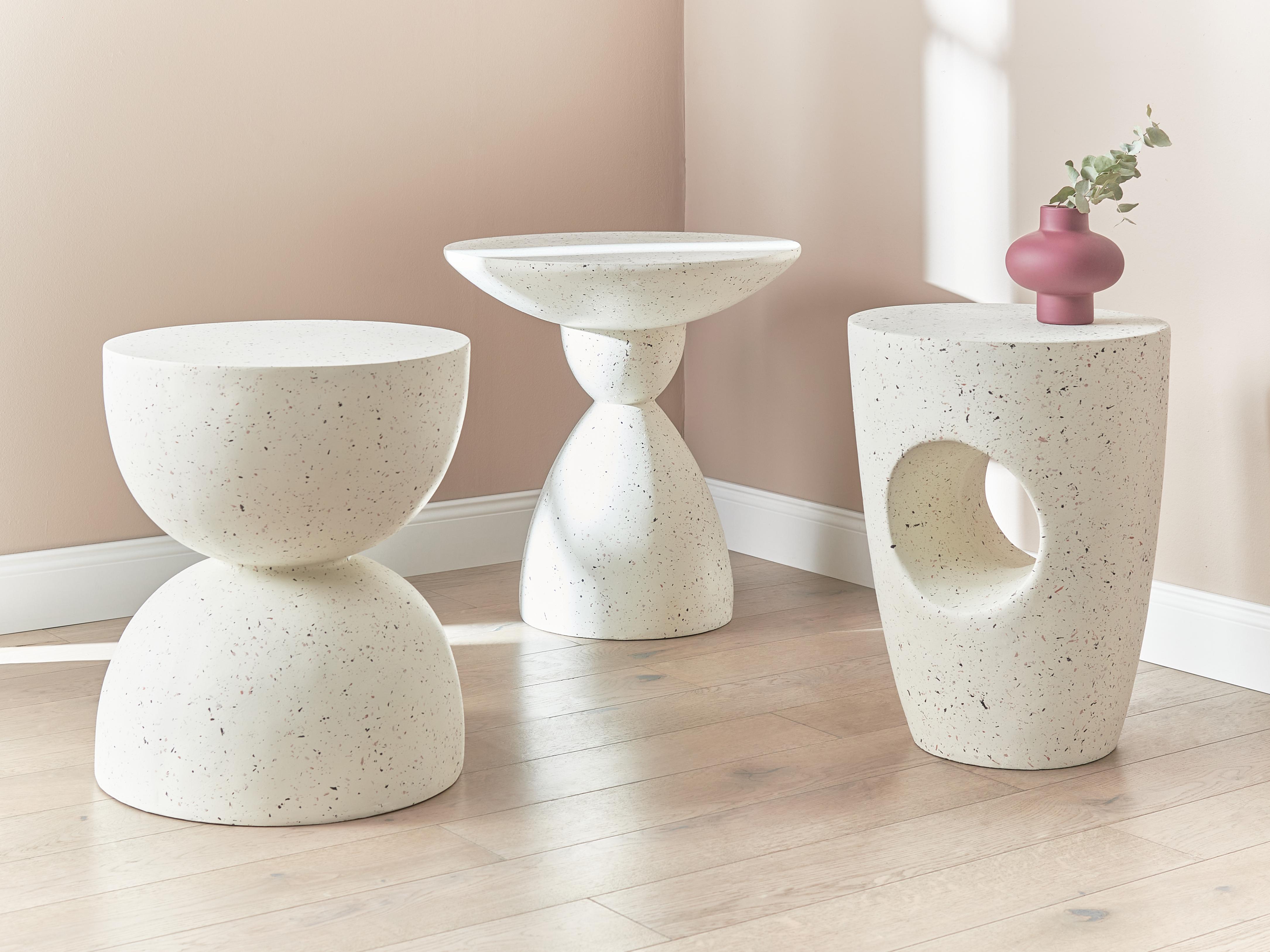 Bijzettafel CAORIA 40 cm 40 cm Terrazzo-effect Wit terrazzo
