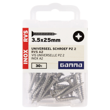 GAMMA schroef universeel platkop RVS 3.5x25 mm 30 stuks