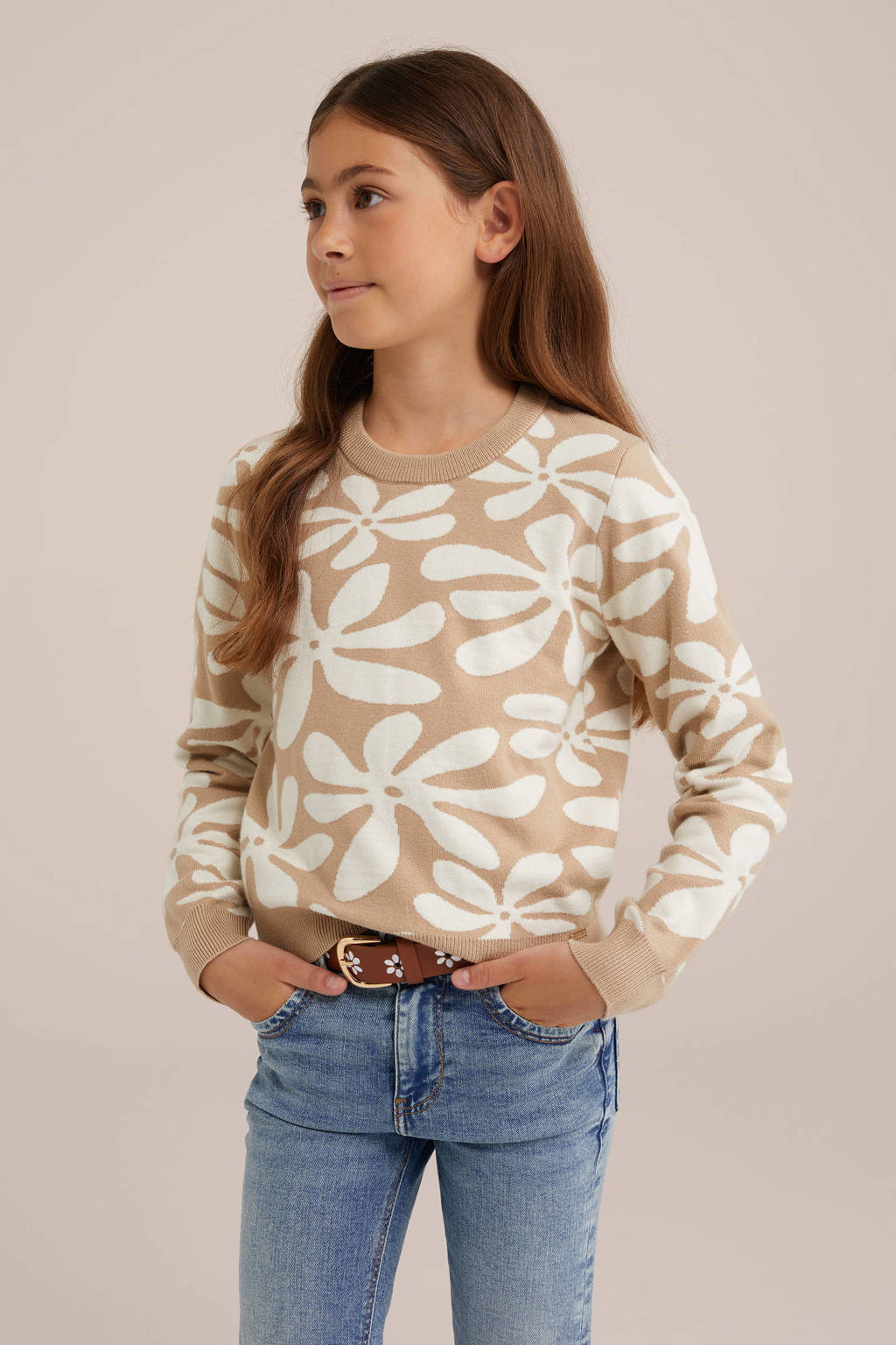 WE Fashion gebreide trui beige