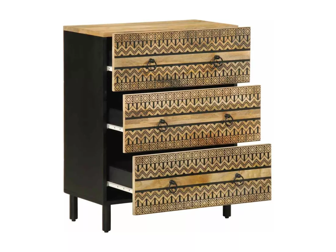 Buffet 60x33,5x75 cm bois de manguier brut massif
