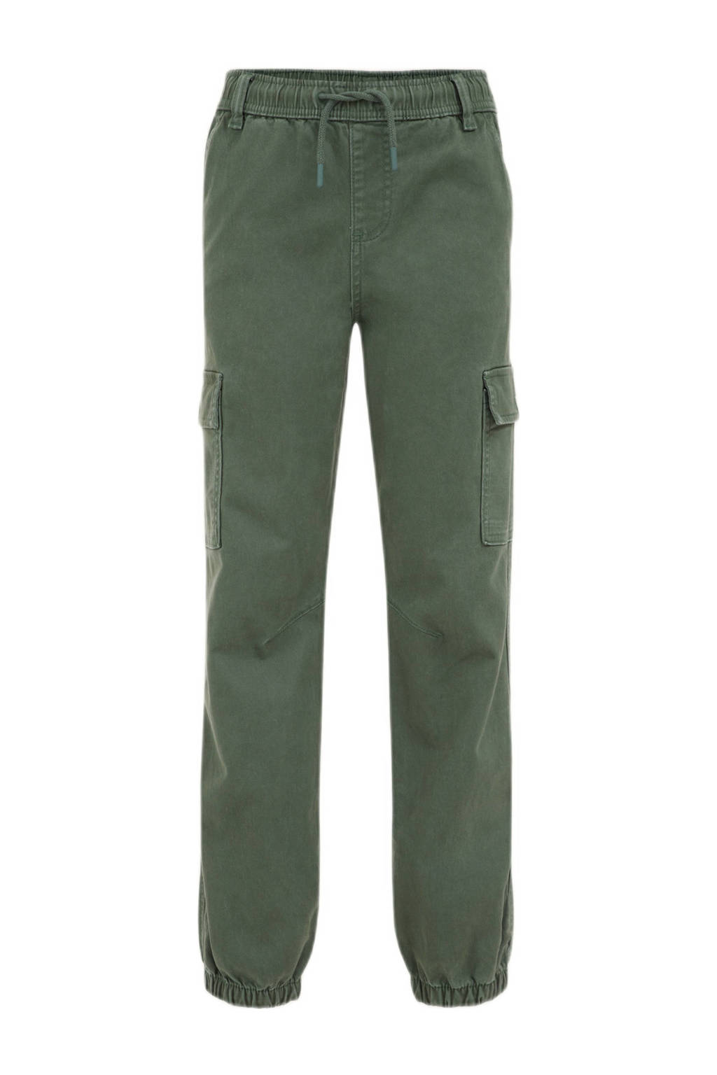 WE Fashion slim fit cargobroek olijfgroen