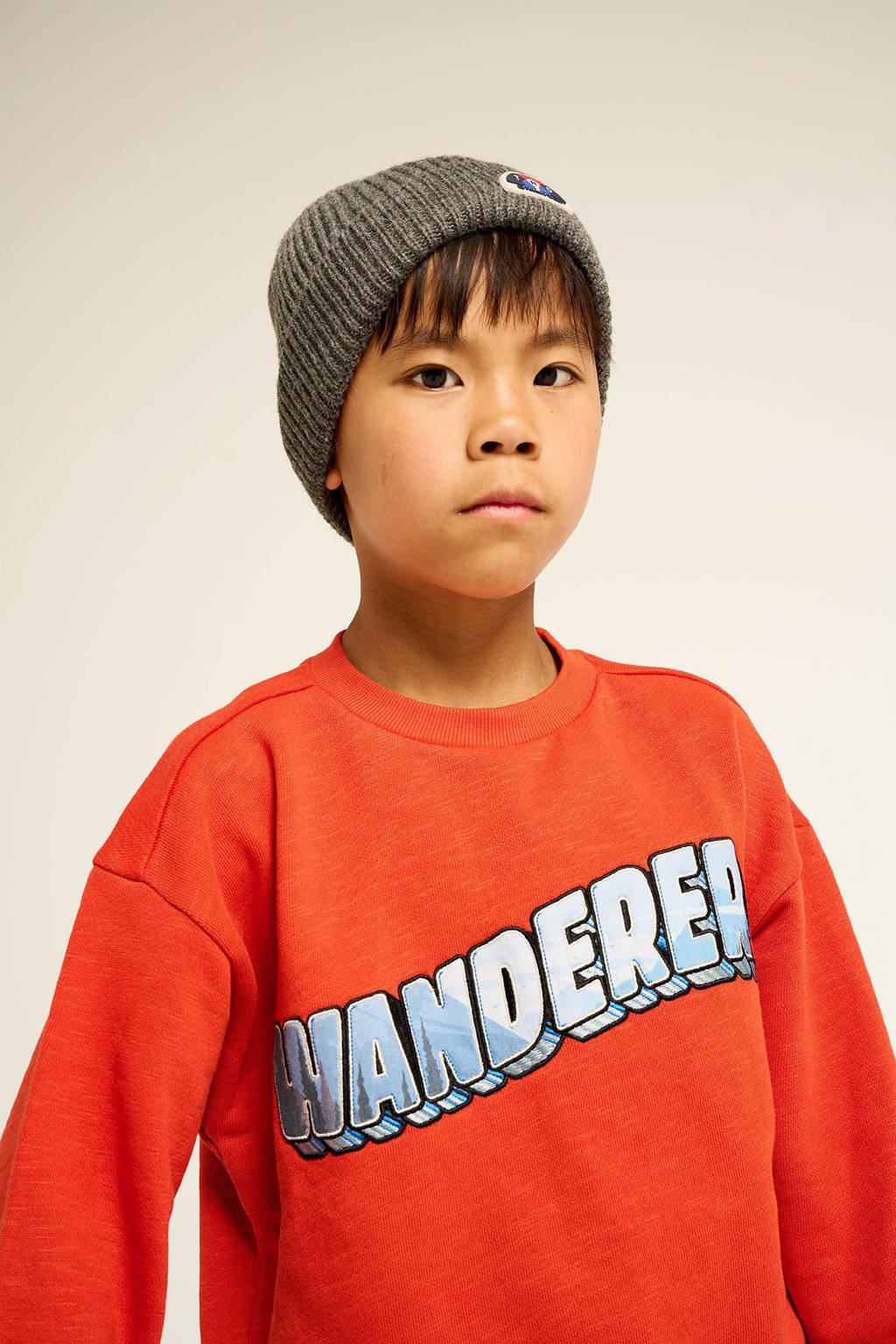 Tumble 'n Dry sweater Arctic met tekst oranjerood