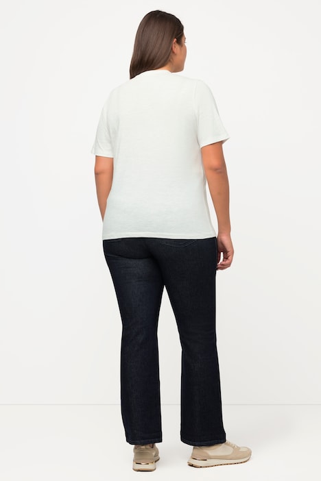 T-Shirt, Zopfmuster, Rundhals, Halbarm, Biobaumwolle