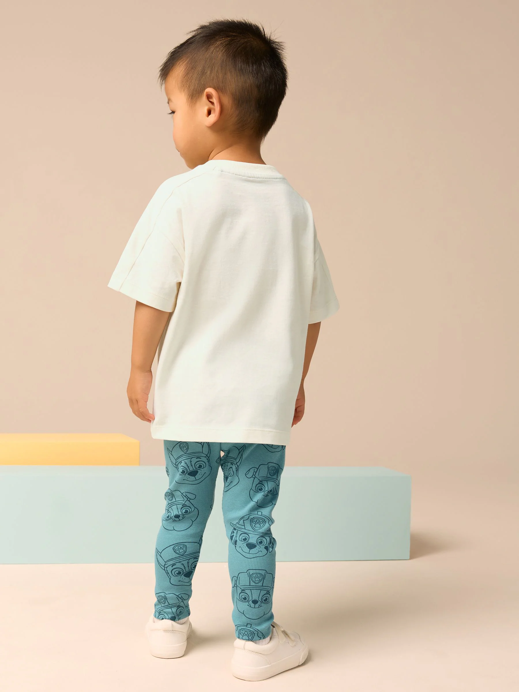 Blauw/neutraal - Paw Patrol T-shirt met korte mouwen 100% katoen en leggingsset (3mnd -8jr)