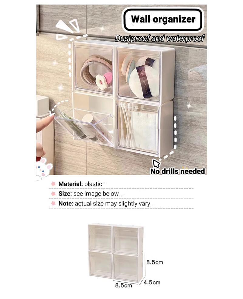 Yunikon - Zelfklevende vierkante plastic wandorganizer / set
