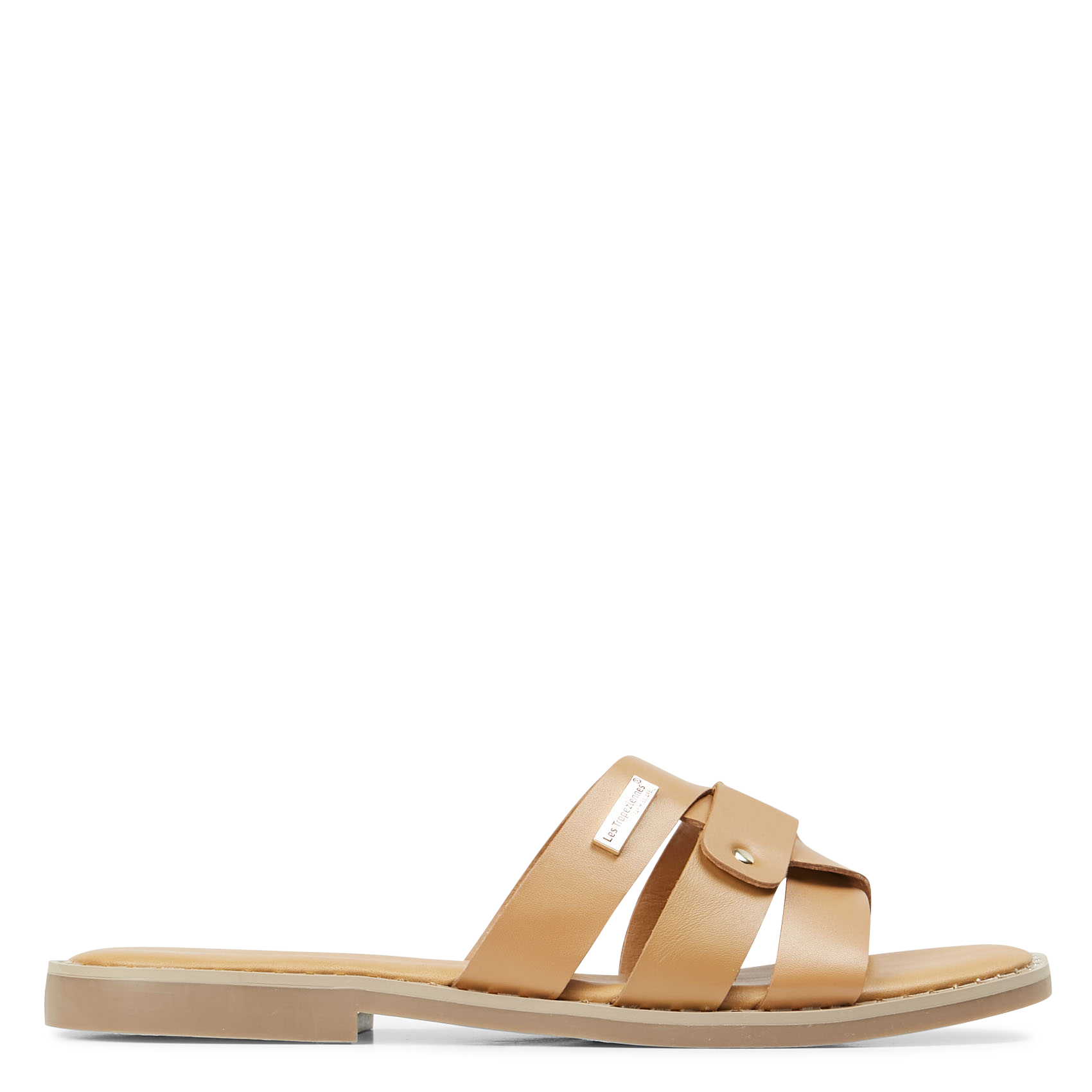 CAROLA - Mules plates à brides épaisses et entrelacées | Marron